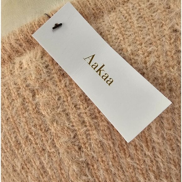 Aakaa Fuzzy Pink Sweater Womens S Boatneck Balloon Slv Acrylic Poly Knit NWT - Picture 7 of 10